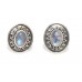 Stud Earrings Silver 925 Sterling Women Natural Rainbow Moonstone Gem Stone Handmade Gift E408